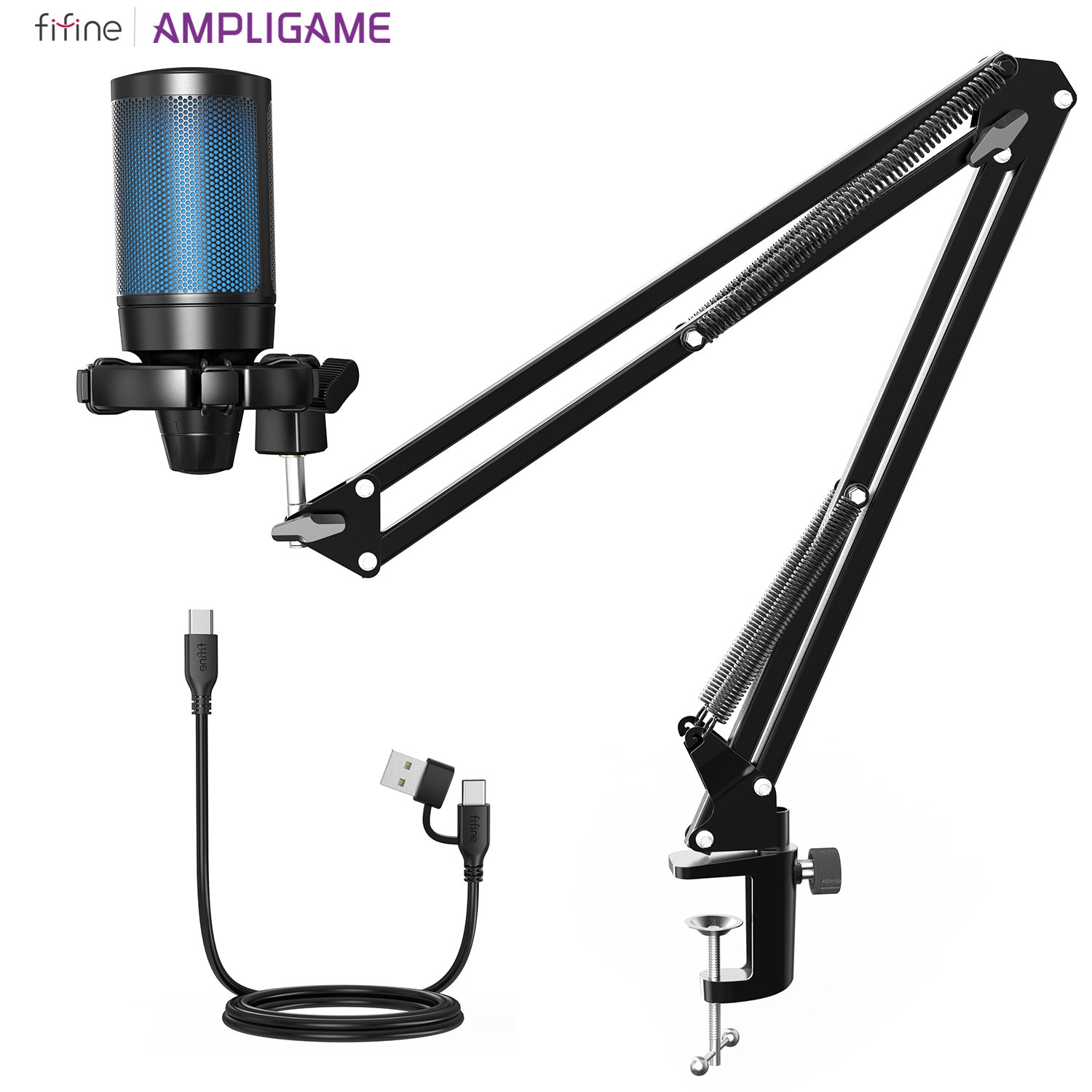 Streaming Mic Condenser - 암 붐이 포함된 FIFINE USB 스트리밍