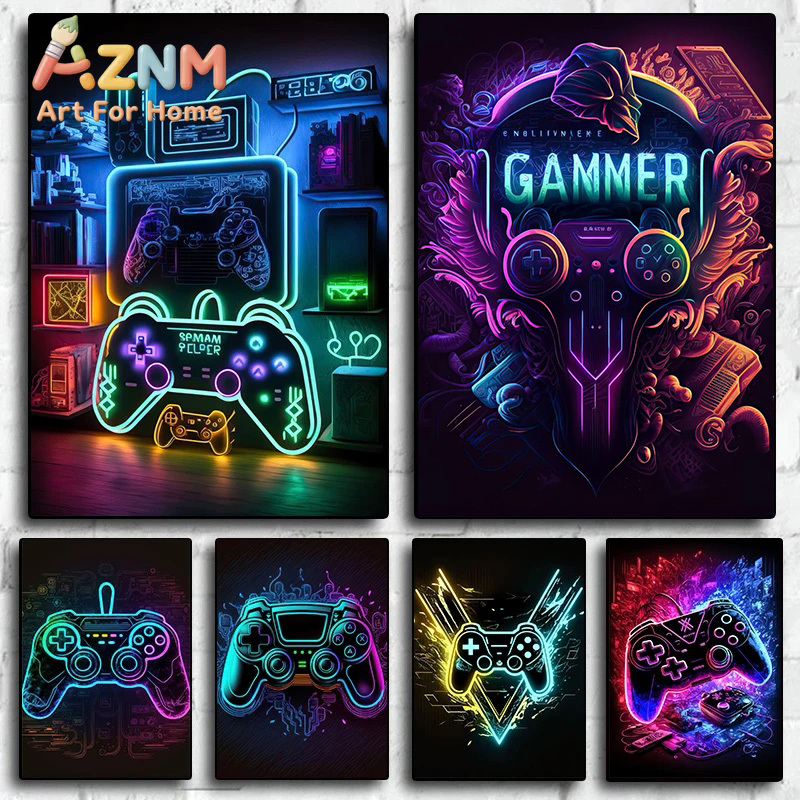 Gaming Esports Esports - 모던 네온 팝 쿨 게이밍 벽