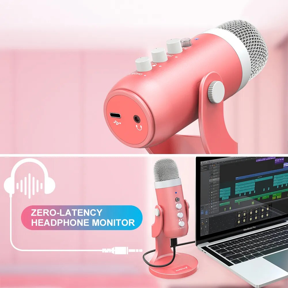 Haomuren USB 콘덴서 마이크, 핑크 스튜디오  - Streaming Mic Condenser 리뷰 및 가격